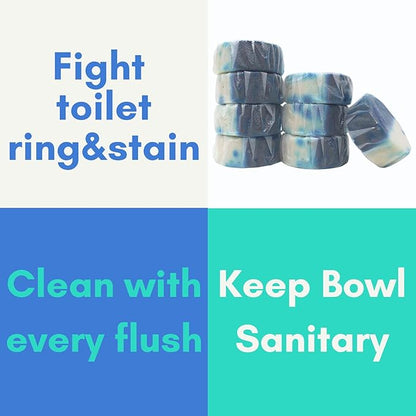 Air Jungles Automatic Toilet Bowl Cleaner Tablets (8 Count), Extra Fresh Cleaner Tabs for Toilet, Quick Bubbles Foaming and Long-lasting, Easy-to-Use, Simply Drop Tablet in Tank