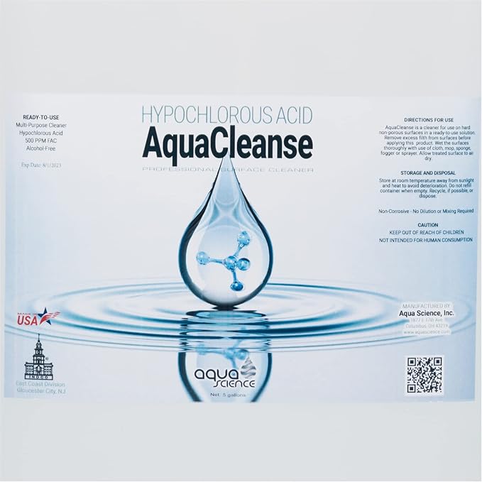 Hypochlorous Acid (5 Gallon Pail) For Cleaning (Dental & Medical Professionals). All Natural HOCL Surface Cleaner For ULV Fogging Machines (Foggers) (5 Gallon Pail)