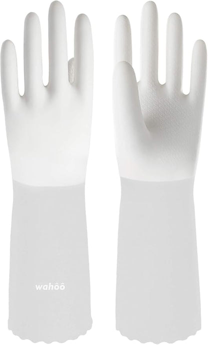 LANON Protection wahoo PVC Dishwashing Cleaning Gloves, Reusable Unlined Kitchen Gloves, Non-Slip, Large