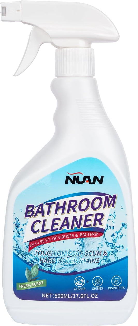 NUAN Bathroom Descaler Foam Cleaner, Hard Water Stain Remover Spray for Shower, Toilet, Sink, Tile, Grout, Limescale Buildup Remover, 16.9 Fl Oz