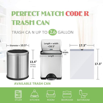 2.6 Gallon 220 Counts Strong Drawstring Trash Bags Garbage Bags by Teivio, Bathroom Bin Liners, 2,2.5,3 Gal Small Plastic Bags for home office kitchen, fit Code R 10 Liter Trash Can