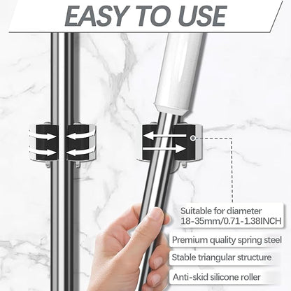 3-H Broom Hanger,Mop and Broom Holder Wall Mount 8pc for Hanging and Organizing Shovel,Rake,Brush,Yard Tools in Kitchen,Laundry Room,Bathroom,House