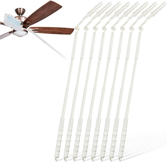Colingmill 8 Pcs 3 ft Replacement Handles Compatible with Duster Refills, Extendable Long Extended Handle Only, Adjustable Length for Ceiling Fans, Blinds, Shelves, Windows (White)