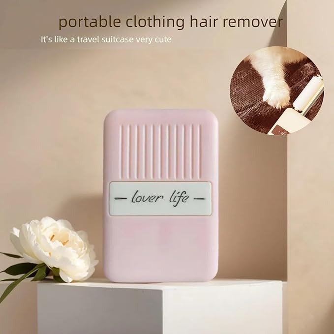 Mini Lint Roller Reusable Travel Lint Rollers for Clothes Portable Lint Remover for Pet Hair Purse Dust Fuzz Washable Sticky Small Size Compact 1.9''×1''×2.9''(Pink)