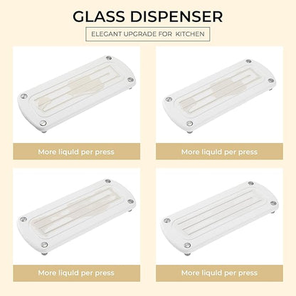 [Luxury] Kitchen Soap Dispenser Set - 16OZ White Glass Bottle, Stainless Steel Pump, Instant Dry Tray, Waterproof Labels, Non-Slip Silicone Pad, and Dish Brush | Upgrade for Your Kitchen and Bathroom