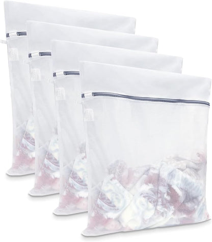 GOGOODA XL Mesh Laundry Bags, 4-Pack Large Wash Bags for Sweaters & Delicates, Fine Mesh for Washing Machine
