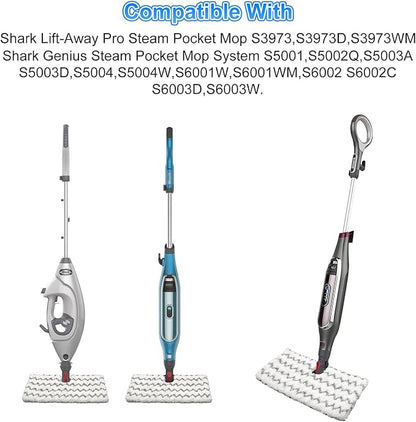 Steam Mop Pads Replacement for Shark Lift-Away Pro & Genius Pocket Steam Mop Series S3973 S3973D S3973WM S5001 S5003D S5002Q S5003A S6001W S6001WM S6002 S6002C S6003 Washable Reusable Mop Pads, 3 Pack