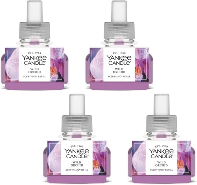 Yankee Candle ScentPlug Refill for Plug in Air Fresheners, Scented Oil Refills, Long Lasting Home Fragrance, Wild Orchid (Pack of 4)