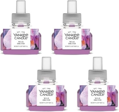 Yankee Candle ScentPlug Refill for Plug in Air Fresheners, Scented Oil Refills, Long Lasting Home Fragrance, Wild Orchid (Pack of 4)