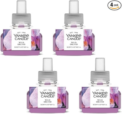 Yankee Candle ScentPlug Refill for Plug in Air Fresheners, Scented Oil Refills, Long Lasting Home Fragrance, Wild Orchid (Pack of 4)