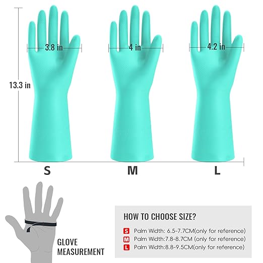 KAQ Rubber Cleaning Gloves for Dishwashing: 4 Pairs Colorful Reusable Kitchen Gloves for Household Washing Dishes - Non-Slip and Flexible for Women - Small