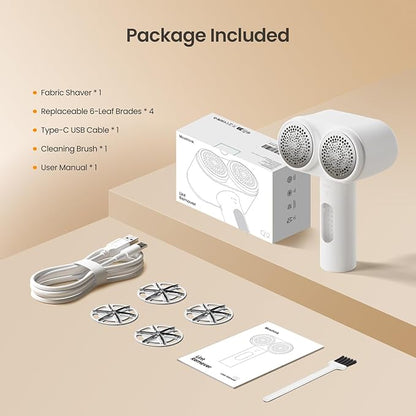 Mosthink Fabric Shaver, 2-in-1 Electric Lint Remover & Build-in Lint Brush, Large Fuzz Remover for Clothes Couch Furniture | Rechargeable Sweater Defuzzer | Digital LED Display | 3 Speeds | 2600mAh