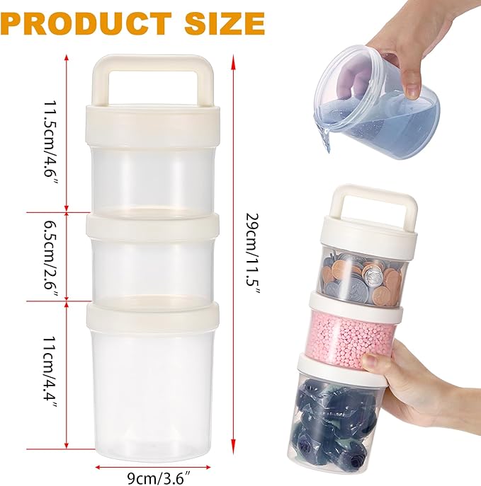 Portable Laundry Detergent Dispenser with Handle, Stackable Laundry Storage Containers for Apartments and Dorms, Small Plastic Detergents Organizer for Scent Booster Pods Tablets Powder-3 Tier
