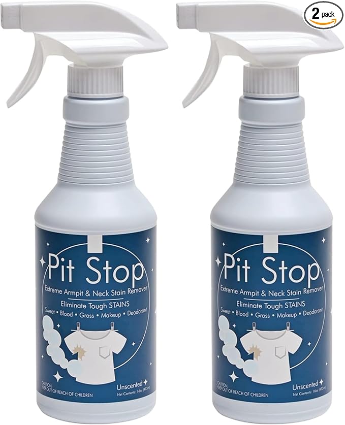 Sanco Industries Pit Stop, Sweat Stain & Deodorant (Antiperspirant) Armpit Stain Remover, Multi-stain formulation, 16oz. (Pack of 2)