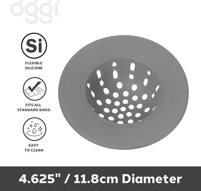 OGGI Silicone Sink Strainer- Great Kitchen Sink Strainer, Sink Drain Strainer, Drain Stopper, Sink Plug, 4.6˝ Diameter Rim, Gray