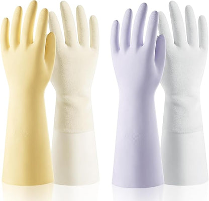 ThxToms 2 Pair Nitrile Dishwashing Cleaning Gloves,with Cotton Flocked Liner,Skin-Friendly & Anti-Slip Design,Y&P