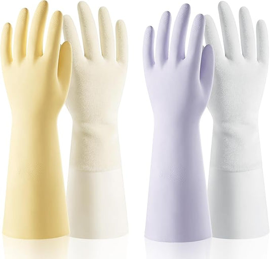 ThxToms 2 Pair Nitrile Dishwashing Cleaning Gloves,with Cotton Flocked Liner,Skin-Friendly & Anti-Slip Design,Y&P