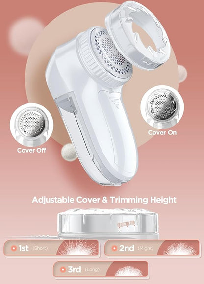 Bymore Fabric Shaver, Lint Remover, Lint Shaver Defuzzer Sweater Shaver for Clothes and Furniture with AC Adapter Pill Fuzz Remover-Pure White