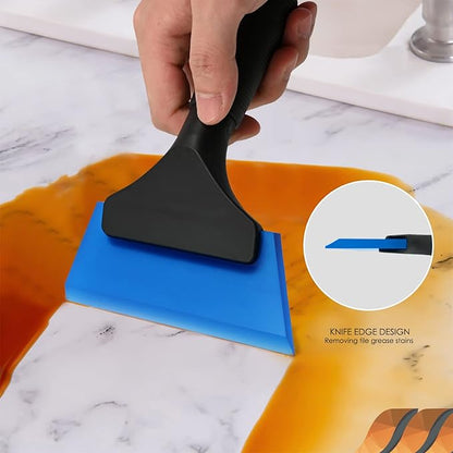 EHDIS Small Squeegee 5 inch Rubber Window Tint Windshield Scraper for Car,Glass, Mirror, Shower, Door,Bathroom Cleaning(Blue)