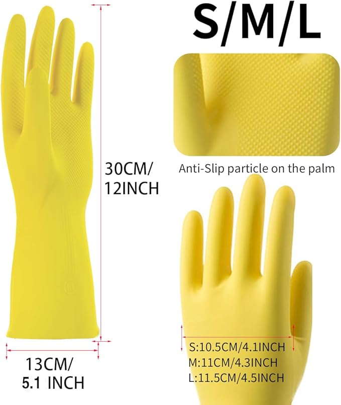 4 Pairs Kitchen Rubber Cleaning Supplies Cute Patterns Gloves Household Cleaning Gloves For Dishwashing