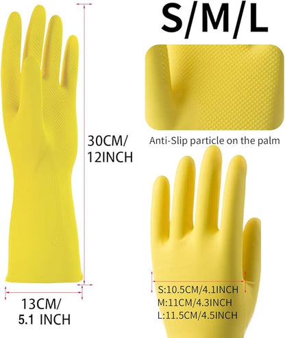 4 Pairs Kitchen Rubber Cleaning Supplies Cute Patterns Gloves Household Cleaning Gloves For Dishwashing