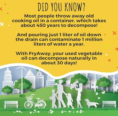 FryAway® Super Fry Cooking Oil Solidifier Powder, Resealable Pouch with Scoop, Solidifies Up to 24 Cups, Plant-Based Grease Solidifier, Oil Hardener, Kitchen Grease Cleanup, Shark Tank, Made in the US