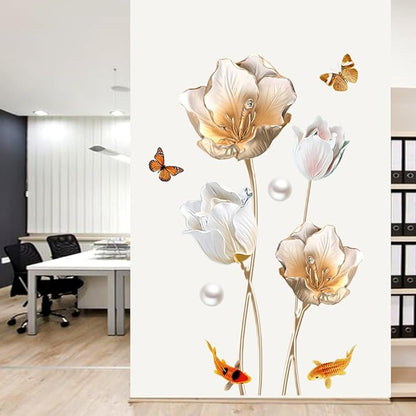 3D Wall Stickers DIY Flower Wall Decal Removable Waterproof Wall Art Decor for Bedroom Living Room Offices Home Decoration (Tulip)