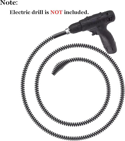 Amonk 6.5Ft/2M Drill Snake for Plumbing Drain Auger Cable with Drill Connector 10mm Flexible Plumbing Snake Clog Remover Drill Pipe Cleaner for Kitchen, Bathroom and Shower Sink