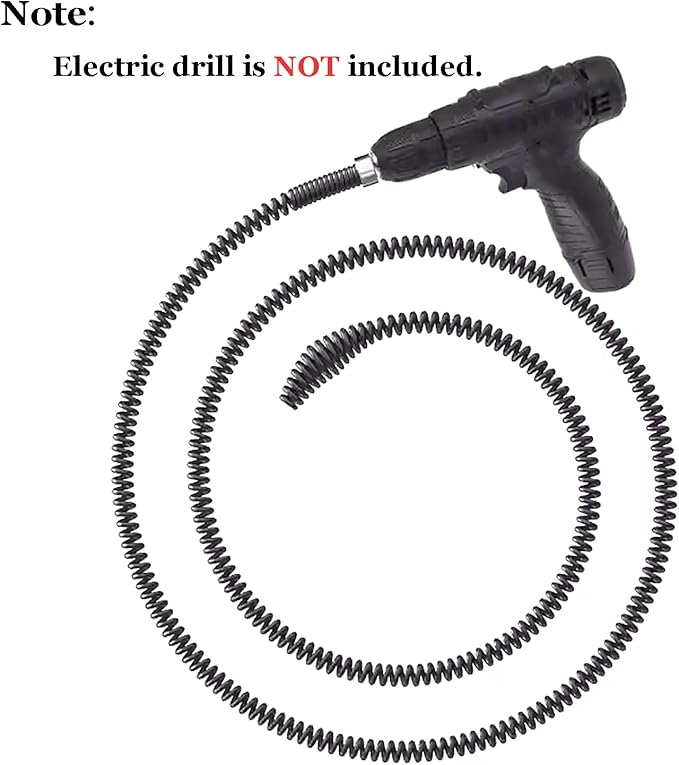 Amonk Drill Snake for Plumbing 9.84Ft Drain Clog Remover Drain Auger Cable with Drill Connector 10mm Flexible Plumbing Drill Pipe Cleaner for Kitchen, Bathroom, Toilet and Shower Sink