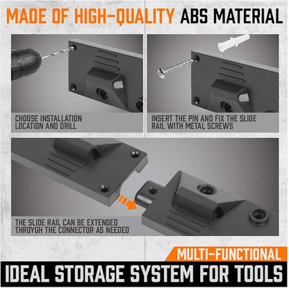 HORUSDY 64 Inch Adjustable Storage System, Wall Mount Tool Organizer, Tool Hangers for Mop and Broom Holder Shovel, Rake, Broom, Mop Holder, Etc
