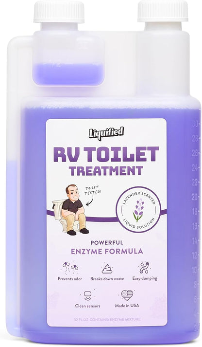 Liquified RV Toilet Treatment - Black Holding Tank Digester - Odor Eliminator - Lavender Scent - Matts RV Reviews (Lavender, 32oz)