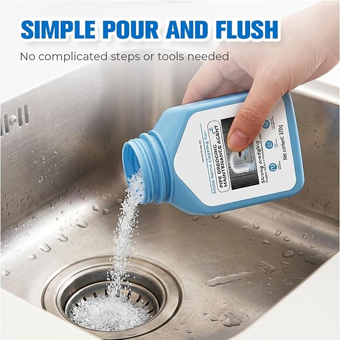 Powerful Drain & Pipe Clog Remover, Pipeline Dredging Agent, Unclog Sink Drain Cleaner for Kitchen Shower Toilet (2PCS)