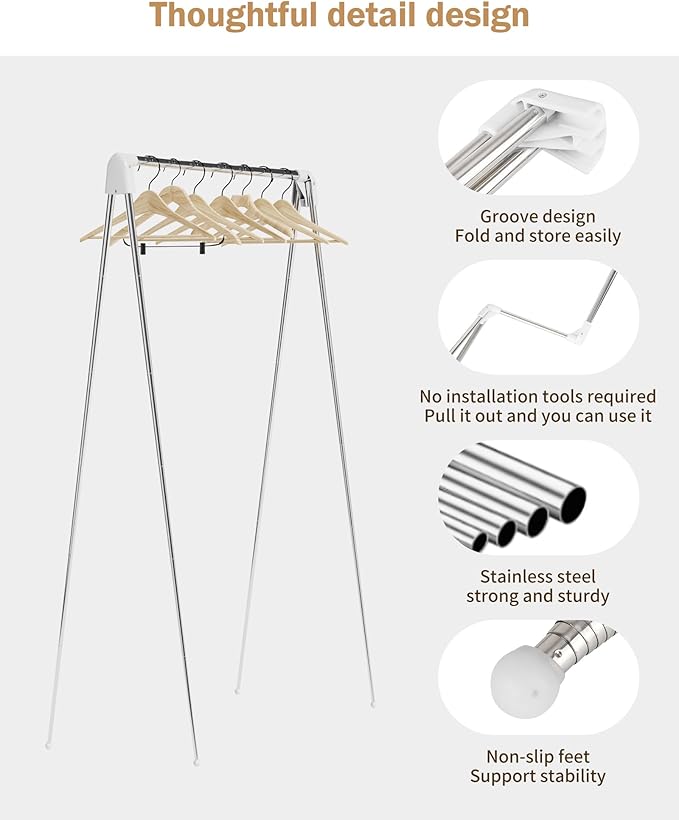 Travel Garment Rack ,Portable and Foldable，Folding Clothes Rack for Dance,Travel,Camping, Drying,RV, Indoor,Outdoor. A Collapsible Mini Clothing Rack.