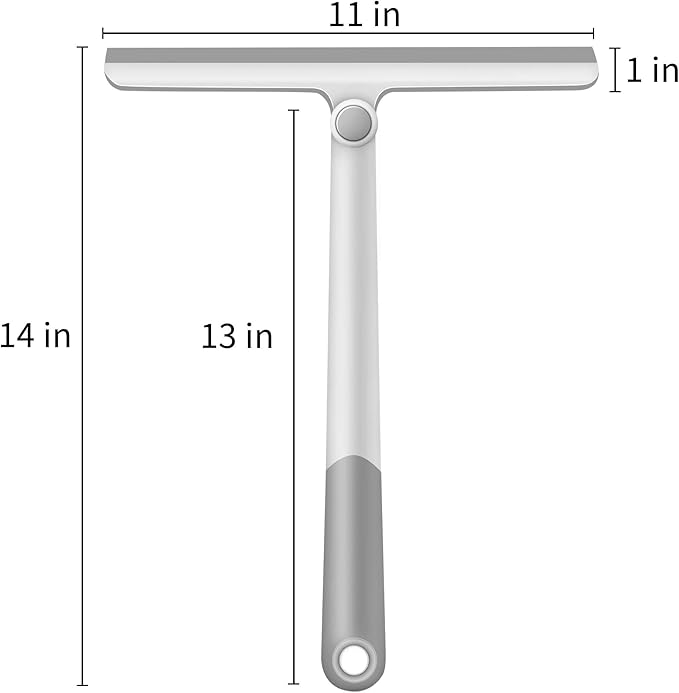 WONDAY Shower Squeegee for Glass Doors, 12" Long Handle Window Squeegee Cleaning Tool, Streak-Free Silicone Blade for Bathroom Mirror, High Windows, Car Windshield (2 Pack,Grey+Green)