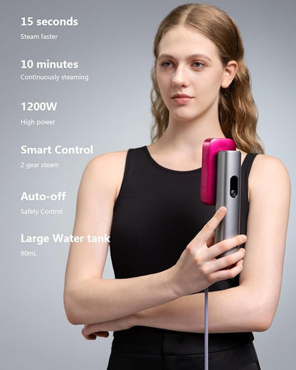 G5 Pro Smart Handheld Steamer for Clothes – Global Voltage Adaptation(100-240V), 1200W Palm-Sized & Lightweight (1lb), Dual Steam Modes, Auto Shut-Off for Travel & Home(Sliver Grey)