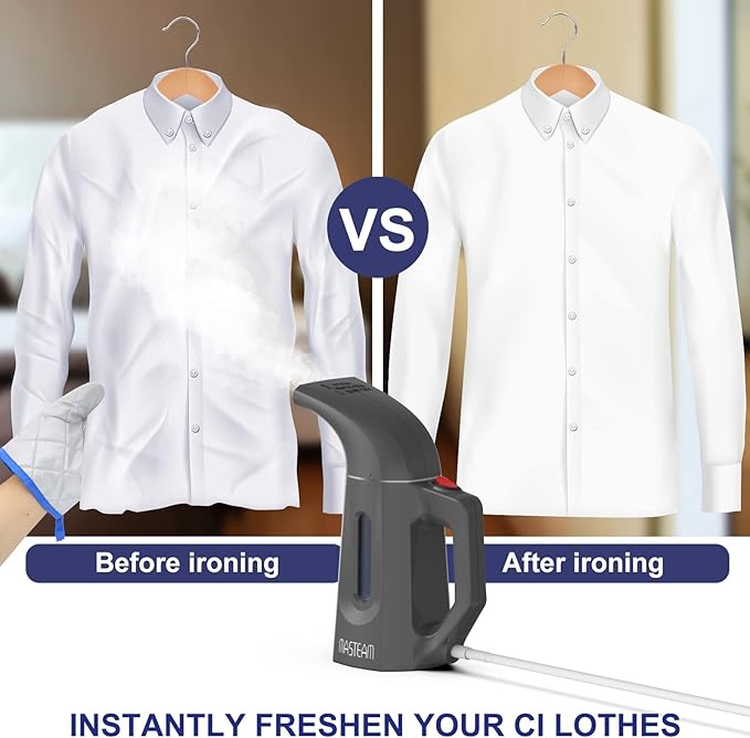 Handheld Steamer for Clothes Wrinkle Removes,Garment Steamer for Hat,1.5lbs Lightly,40s Fast Heat-up,8 FT Power Cord,800W, for Home and Travel with Automatic Shut-Off Safety Protection (grey)