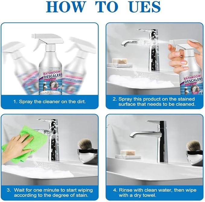 Stubborn Stains Cleaner - Bathroom Descaler Cleaner, Limescale Cleaner, Luckydogs Multipurpose Bathroom Foam Cleaner, All-Purpose Bathroom Descaler Foam Cleaner Spray (5 bottle)