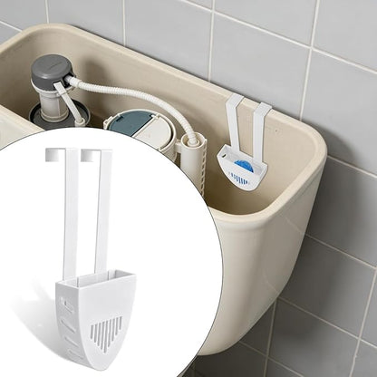 Toilet Tank Cleaning Tablet Holder, 17.8x7.5cm/7.01x2.95in White Plastic Hanging Cleaning Tablet Caddy Brackets Fits Most Standard Toilet Tanks Easy to Install