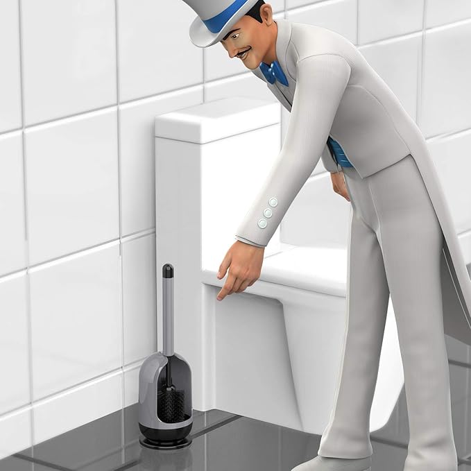 MR.SIGA Soft Bristle Toilet Brush with Holder, Gray & Black, 1Pack