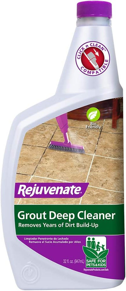 Rejuvenate Scrub Free Soap Scum Remover – 24 Ounce & Grout Deep Cleaner - Cleaning Formula Instantly Removes Years of Dirt Build-Up 32 Fl Oz (Pack of 1)