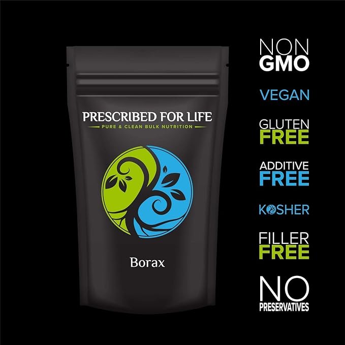 Prescribed for Life Borax Powder, Household Laundry Booster, Slime Activator & Multipurpose Cleaning Powder, All Natural Sodium Borate Powder, 1 lb