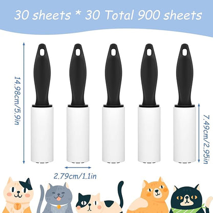 30 Pack Mini Lint Rollers, Travel Size Lint Removers with 900 Sheets, Portable Sticky Roller for Clothes, Pet Hair, Furniture, and Car Seats