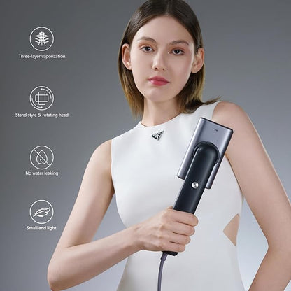 G9 Steam 2-in-1 Professional Travel Steamer for Clothes, Just 1lbs Lightly, 8 Minutes of Continuous Strong Steam, 1200W Light Steam Iron for travel and home (black)