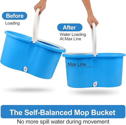 Mop and Bucket with Wringer Set, Separate Dirty Water with 3 Microfiber Replacement Mop Head Refills, 61" Stainless Steel Adjustable Handle for Floor Cleaning, (Mop Bucket 20QT)