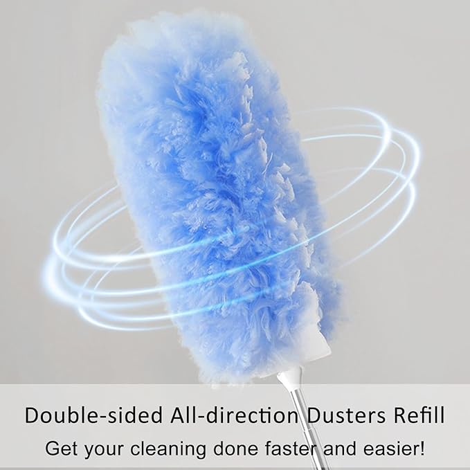 30 Count Duster Refills with Extension Pole, 360 Degree Disposable Dusters Refill Kit Compatible with Swiffer, 3.6FT Extendable Dusters for Cleaning Furniture, Blinds, Ceiling Fans, Walls
