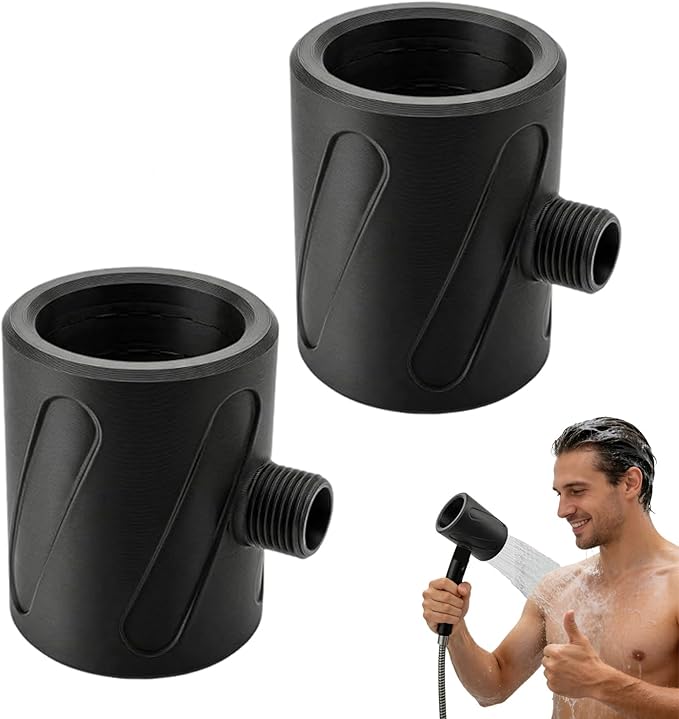 Spiral Nozzle Men's Cleaning Shower Head - Upgraded Men's Shower Head,360° Ring Water Spray Shower Heads,Coarse-Pore Design Prevents Clogging,Easy to Install, Suitable for Home Bathrooms (Black+Black)