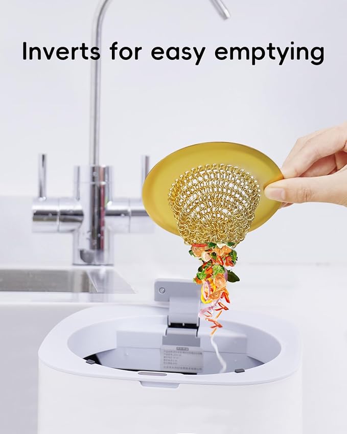Wokdada Gold Sink Strainer, Reversible Mesh Sink Strainer with 304 Stainless Steel, Revolutionary Anti-Rust Kitchen Sink Drain Strainer Food Catcher for Garbage Disposal Without Clogging