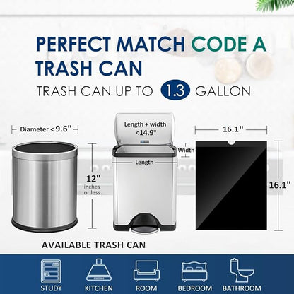 1.3 Gallon 100 Counts Strong Drawstring Trash Bags Garbage Bags by RayPard, 1, 1.2, 1.3 Gal Small Plastic Bags, Trash Can Liners for Home Office Kitchen Bathroom Bedroom, Waste Basket Liners (Black)