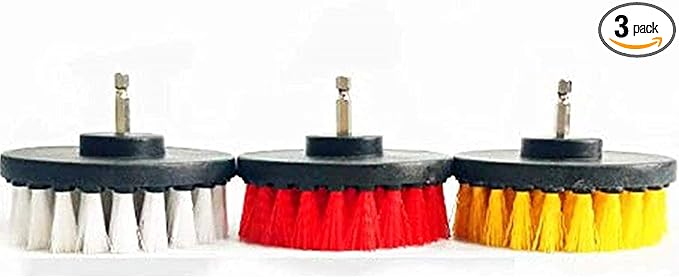 5in 3 Piece Soft, Medium and Stiff Power Scrubbing Brush Drill Attachment for Cleaning Showers, Tubs, Bathrooms, Tile, Grout, Carpet, Tires and Boats by DUOSHIDA