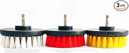 5in 3 Piece Soft, Medium and Stiff Power Scrubbing Brush Drill Attachment for Cleaning Showers, Tubs, Bathrooms, Tile, Grout, Carpet, Tires and Boats by DUOSHIDA